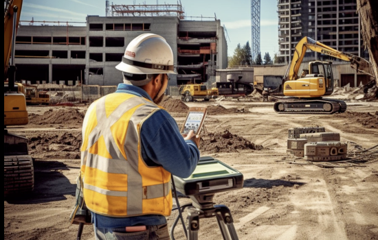 Architect and project manager reviewing a buildable hotel design on site in Dubai